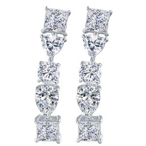 Boucles d'oreilles en diamant taille princesse, certifiées IGI, couleur D, bijoux de luxe pour femmes, pour mariage - Product Image 4