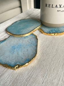 แผ่นรองแก้วเรซิ่นขอบทอง  รักษ์โลก  วาดลายด้วยมือ  ของตกแต่งบ้าน  สีสันปรับแต่งได้ - Product Image 6