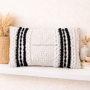 Bohemian Wool Throw Cotton Pillow Case Diamond Pattern for <b>Sofa</b> Decor Durable Living Room <b>Sofa</b> <b>Moroccan</b> Pillow Cover From India - Product Image 5