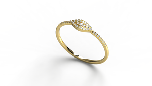 Anillo de Diamantes de Lujo en Oro de 18K con Forma de Marquesa, Anillo de Compromiso Apilable con Diamantes de Corte Redondo, Regalo para Mujer - Product Image 2