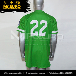 เสื้อเบสบอลแบบซับลิเมชั่นสั่งทำพิเศษสำหรับทุกเพศ สีเขียวลายจระเข้ แขนสั้น คอวี ติดกระดุมด้านหน้า แห้งเร็ว ผลิตจากโพลีเอสเตอร์ - Product Image 5