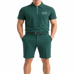 Ensemble polo et short de golf pour homme, respirant, en polyester, vêtements de sport décontractés, fermeture éclair, short assorti, ensemble uniforme - Product Image 1