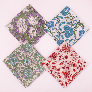 Block Printed Cotton Floral Vintage Style Classic Soft Bandanas Adults Handkerchief Summer <b>Accessories</b> - Product Image 5