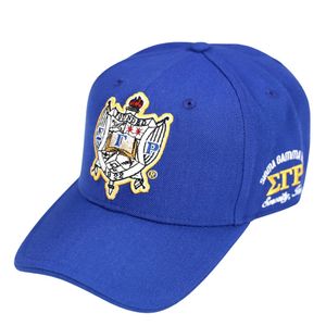 หมวกแก๊ปปรับได้ตราสัญลักษณ์ Sigma Gamma Rho หมวกเบสบอลแบบกำหนดเองสำหรับชมรมนักศึกษา ปักโลโก้ตัวอักษรกรีก ลำลอง ใส่ได้ทั้งชายและหญิง สีน้ำเงินรอยัล - Product Image 1