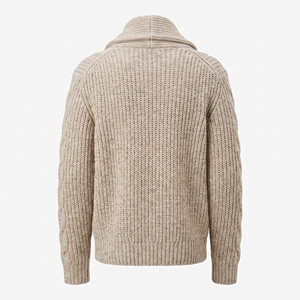 Cárdigan de punto trenzado con cuello chal de lana sólida para hombre, suéter grueso de manga larga con bolsillos para otoño e invierno - Product Image 2