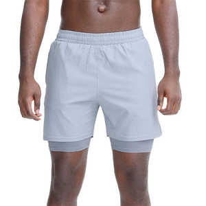 Shorts deportivos de doble capa para hombre de alta calidad con forro de compresión, logotipo personalizado, para fitness y ejercicio, 2 en 1. - Product Image 4
