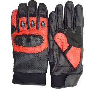 Guantes de Carreras Keven de Cuero, Completos, Rojos y Negros, Transpirables, Impermeables, Compatibles con Pantalla Táctil, Antideslizantes, con Gancho Ajustable - Product Image 1