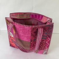 Tas Tote Wanita Lipat Gaya Vintage Boho, Bahan Katun Quilted Motif Patchwork, Lembut, Tahan Lama, Ringan, Tahan Air, Ramah Lingkungan
