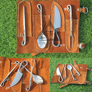 Ensemble de couverts de camping forgés à la main de qualité supérieure - Acier au carbone durable, léger et réutilisable, faible MOQ - Product Image 6