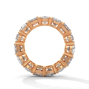 Rose Gold Seven Stone Bridal <b>Ring</b> Oval Pear <b>Emerald</b> Cut Diamond Band Wedding Engagement Jewelry - Product Image 3