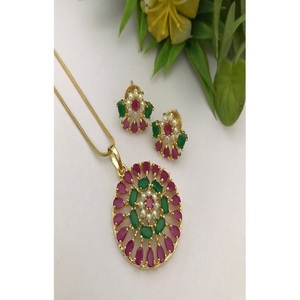 ชุดสร้อยคอจี้ไข่มุกแท้ชุบทองคุณภาพพรีเมียม ประดับเพชร CZ สวยงาม สำหรับผู้หญิงและเด็กผู้หญิง เหมาะสำหรับใส่ในงานแต่งงาน - Product Image 1