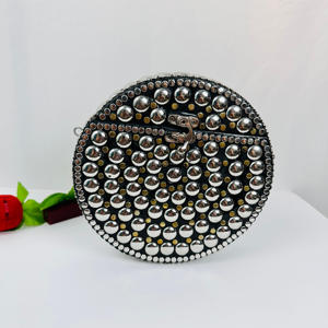 Indian Ethnic Style Modern Gold-Plated Evening Clutch Purse <b>Silver</b> Stone Handmade Mosaic Women's - Product Image 6