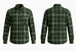 Camisa de vestir a cuadros de franela ligera, elegante y a la moda, de corte ajustado, personalizada, para venta al por mayor, con materiales personalizados - Product Image 5