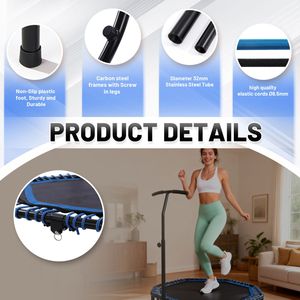 Trampolín Plegable de 48 Pulgadas para Adultos, Carga Máxima 450 lb, con Manillar Ajustable y Cuerdas Elásticas Resistentes, Estable - Product Image 6
