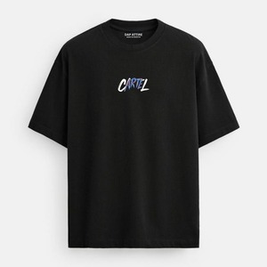 Portace Enterprises Men's <b>White</b> Casual <b>T</b>-<b>Shirt</b> Short Sleeve O-Neck 100% Cotton Jersey Fabric Printed Cartel Logo Back Soft - Product Image 1