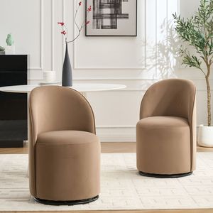 Set di 1 Sedia da Pranzo in Velluto Stile Mid-Century Moderno, Girevole a 360 Gradi, Imbottita e Confortevole per Cucina e Sala da Pranzo - Product Image 3