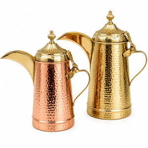 Brass Arabic Dallah Coffee <b>Pot</b> <b>Set</b> | Hammered <b>Tea</b> Coffee Maker for Eid Ramadan Gulf Style Serveware Gift Luxury Kitchen Decor - Product Image 1
