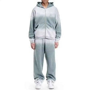 Conjunto Deportivo Casual Extra Grande Personalizado para Hombre, Pantalones Deportivos Anchos Transpirables con Lavado Ácido y Sudadera con Capucha, Estilo Urbano - Product Image 1