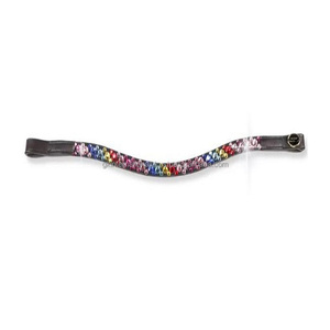 Personalized Multicolor Crystals Diamante Bling Decorative Leather Horse Brow <b>Band</b> With <b>Snap</b> Button Loop Closure All Sizes - Product Image 5