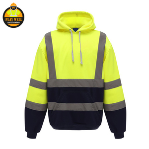 Sudadera con Capucha de Alta Visibilidad, ANSI Clase 1, Reflectante, Impermeable, 100% Algodón, con Logotipo Personalizado y Bolsillos para Hombre - Product Image 2