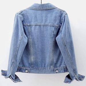 Chaqueta vaquera corta personalizada para mujer, lavado oscuro, con botones, informal, para otoño. - Product Image 2