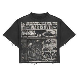 100% Cotton Men's T-Shirt Loose Fit Printed Mens Heavyweight Boxy T Shirt 240 GSM Cotton Black Distressed Print Custom <b>Logo</b> - Product Image 1