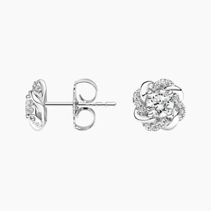 Pendientes Halo con Diamantes de Laboratorio Premium para Mujer en Oro Blanco de 18K - Product Image 4