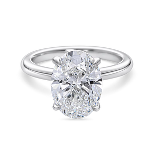 Magnifique bague de fiançailles ovale solitaire avec diamant de laboratoire de 1+ carat et halo caché |   Or jaune, blanc, rose et platine 18 carats - Product Image 1