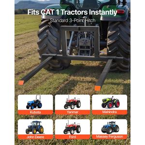 Forche per pallet per trattore con attacco a 3 punti per impieghi gravosi, capacità di bloccaggio 1500 libbre, lunghezza totale 50 pollici, regolazione 28,9-46 pollici - Product Image 5