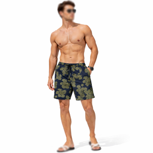 <b>Men</b> Floral Print Swim Shorts Elastic Waist Drawstring Beach Summer Casual Lightweight Comfortable <b>Trunks</b> - Product Image 1