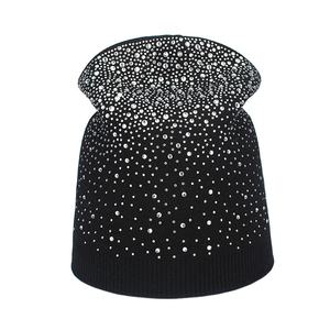 Bonnets d'hiver chauds pour femmes Bonnets en coton pour dames Bonnets en tricot avec strass - Product Image 4