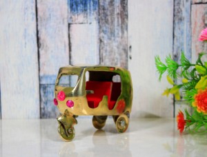 Laiton Auto Rickshaw Or Joyau Décoration 40 Inde Artificielle Poli 100% Eco-amical Nirmala Artisanat 4'' - Product Image 2