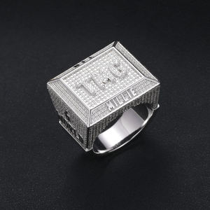 Pyramid <b>Cocktail</b> <b>Ring</b> Men's 925 Silver Rhodium Plated Micro Pave Crystal Rhinestone Hip Hop Everyday Wear - Product Image 4