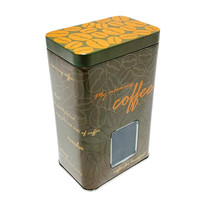 Produits en fer blanc personnalisés en usine Boîte métallique rectangulaire Emballage de boîte de conserve de café avec fenêtre transparente