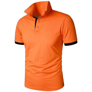 Men's <b>Orange</b> Short Sleeve <b>Polo</b> Shirt Solid Color Casual Woven Oxford Fabric Regular Fit - Product Image 4