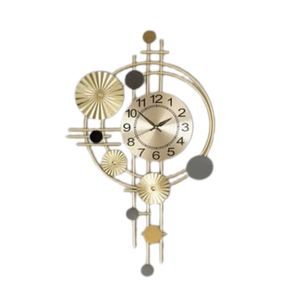 Creative Mid-Century Modern Metal Art Wall <b>Clock</b> Blue and Gold Abstract Circular Wall Hanging Decor <b>Large</b> Silent Quartz <b>Clock</b> - Product Image 6