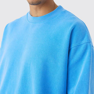 Sudadera de Cuello Redondo para Hombre, Corte Holgado, Color Sólido, Tejido Casual, 100% Algodón, para Otoño, Manga Larga - Product Image 3