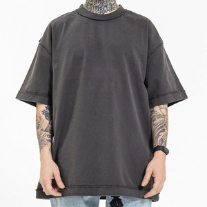 T-shirt OEM pour homme, personnalisé, vintage, surdimensionné, à épaules tombantes, délavé à l'acide, de haute qualité, style streetwear, en coton, col rond, manches courtes - Product Image 4