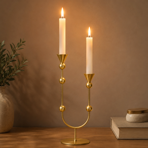 Gold Metal Candlestick Holder for Living Room Church Dining Table Restaurant-Modern Luxury Christmas <b>Dinner</b> <b>Candle</b> Light - Product Image 2