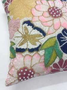 Fundas de Cojín Modernas con Cierre de Cremallera, Diseño Floral con Cuentas de Vidrio y Satén, para Sofá, Cama, Silla - Product Image 5