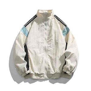Men's Color Blocking <b>Racer</b> <b>Jacket</b> Stand Collar Zipper Closure Breathable Polyester Spring Sporty Loose Fit Regular Sleeve <b>Jacket</b> - Product Image 1