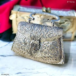 God Grace Craft Designer Metal Square Clutch Purse Vintage Style <b>Silver</b> <b>Handbag</b> Handmade <b>for</b> Bridal Wear - Product Image 1