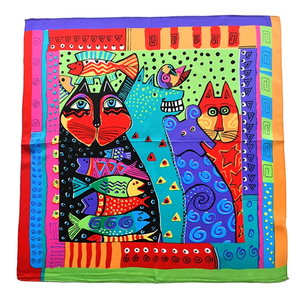 Foulard carré 100 % soie de mûrier pour femme, imprimé animaux de dessin animé, durable, doux pour la peau, bandeau tendance - Product Image 5