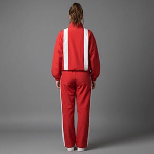 Survêtement femme personnalisé 100 % polyester, couleur unie, coupe ample confortable, logo imprimé sur mesure, respirant, 2 pièces - Product Image 6