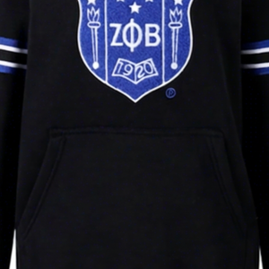 เสื้อสเวตเชิ้ตคอกลมถักลายทางแขนเสื้อ พร้อมป้ายเชนิลล์ Zeta Phi Beta Z Phi B ของชมรมนักศึกษากรีกแบบกำหนดเอง สำหรับใส่ในฤดูหนาว - Product Image 2