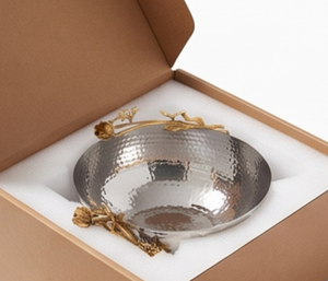 Handmade Metal Bowl With Gold Flower And <b>Butterfly</b> Design Polished Surface <b>Decorative</b> Serving Bowl For Gifting - Product Image 6
