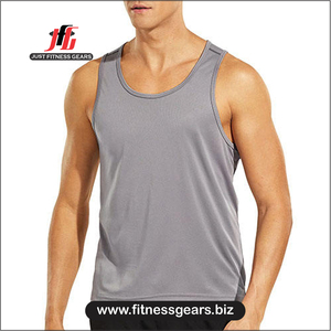 JUST FITNESS GEARS <b>Men's</b> O-Neck Gym <b>Singlets</b> 100% Polyester Tank Top <b>for</b> Fitness Bodybuilding Casual Breathable Knitted Weave - Product Image 1