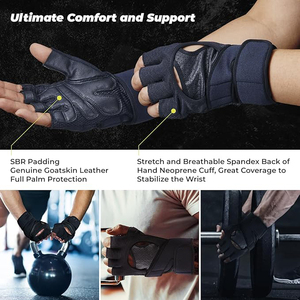 Thermal Insulated Microfiber Gym Gloves Women Men <b>Half</b> Finger Anti <b>Slip</b> Padded Palm Breathable Fitness Gloves - Product Image 5