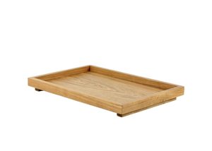 Plateau de service rectangulaire en bois de chêne, style japonais/Japandi, biodégradable, écologique, design minimaliste, pieds en bloc, pour hôtel - Product Image 2