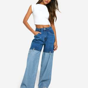 Pantalones Vaqueros Holgados de Cintura Alta, Corte Regular, Elásticos, de Algodón, Estilo Baggy, Rectos, Ajustados, para Mujer, Servicio OEM - Product Image 1